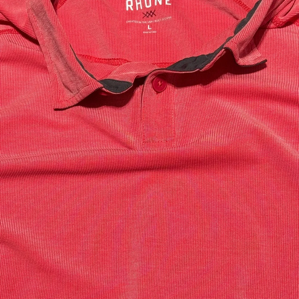 Rhône Delta Pique Polo Size L Pink Salmon - Picture 3 of 4